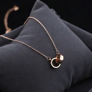 Interlock Love Necklace, Double Ring Neckl…